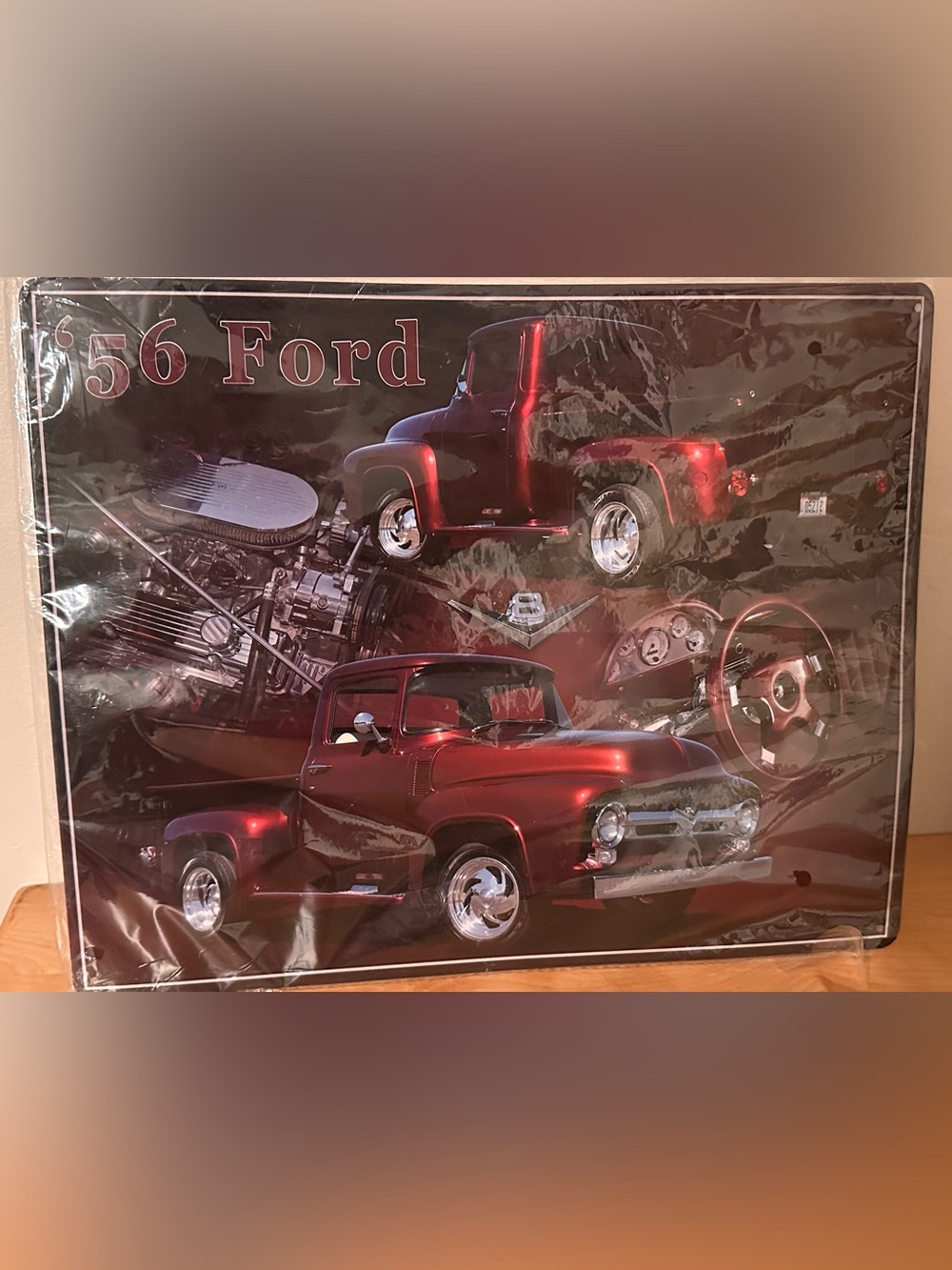 Ford Red Classic Truck Collage Metal Wall Art